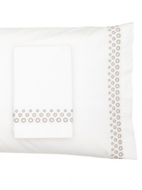 Vera Wang Bedding Ribbon Stripe KING Eyelet Embroidered Pillowcases