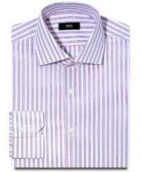 Hugo Boss Dress Shirt, BOSS White Blue Red Striped Long Sleeve Shirt