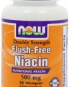 NOW Foods Flush Free Niacin Double Strength, 500mg, 90-Vegetarian Capsules