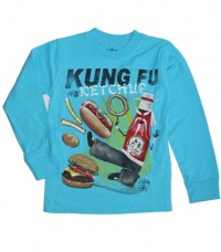 Wes & Willy Boys 2-7 Kung Fu Ketcup Long Sleeve Toddler, River, 4T