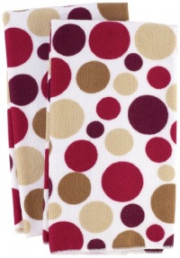 Ritz Royale Collection Microfiber Polka Dot Print Towel Set, Paprika, 2-Piece