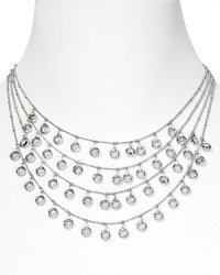 Trip the light fantastic in this ABS by Allen Schwartz necklace, featuring four silver tone tiers of dazzling, delicate rhinestones.