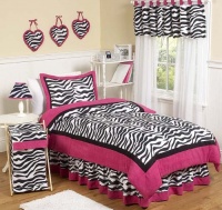 Hot Pink, Black & White Funky Zebra Teen Bedding 3pc Full / Queen Set by Sweet Jojo Designs