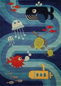 Area Rug 5x7 Rectangle Kids Blue Color - Momeni Lil Mo Whimsy Rug from RugPal