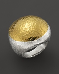 Ensure statement style with this bold, domed ring in hammered 24K yellow gold and sterling silver from Gurhan.