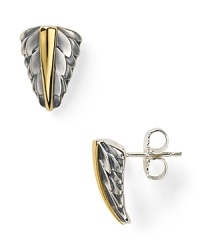 Feather jewelry is trending. So make the bohemian-inspired look yours with this pair of sterling silver and yellow gold plated earrings from Elizabeth and James.