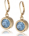 T Tahari Essentials Gold and Aqua Signature Drop Earrings