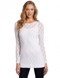 Only Hearts Women's Stretch Lace Long Sleeve Tunic with Liner