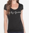 G by GUESS Aligo Wild Burnout Tee, JET BLACK (XS)