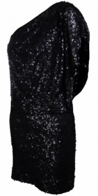 Asymmetrical Sequin Dress (10, Black)