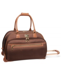 Jet set-with this simplistically stylish duffel, you're on your way to your dream destination at just a moment's notice. Sophisticated accenting coupled with a perfectly sized main compartment guarantees easy packing and a smooth arrival. 10-year warranty.