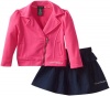 Calvin Klein Girls 2-6X Jacket with Denim Skirt, Pink, 4T