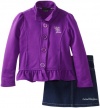 Calvin Klein Girls 2-6X Jacket with Denim Skirt 4-6X, Purple, 6