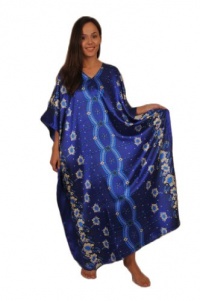 Up2date Fashion Satin Caftan, Twilight Floral Print, One Size Plus, Style#Caf-36