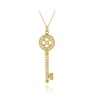 Gold Tone over Sterling Silver Designer Inspired CZ Key Pendant