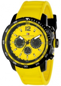 Tommy Hilfiger Men's 1790901  Sport Black Ion-Plated Bezel Multi-Eye Yellow Silicon Strap Watch