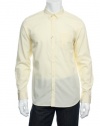 Calvin Klein Men's Light Yellow Micro Vertical Striped Button Down Shirt