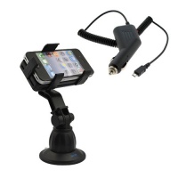 iKross Car Windshield Mount Holder + Micro USB Car Charger for Samsung GALAXY S2 / SII I9100, Epic 4G, Galaxy S 4G /Vibrant Plus 4G, Galaxy S II SGH-i777; BlackBerry Bold 9900, Bold 9930 (Montana), Curve 8530, Curve 3G 9300