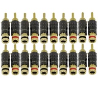 GLS Audio Locking Series Generation 4 Gold Connector Banana Plugs Banana Clips - 20 Pack (10 Reds and 10 Blacks)