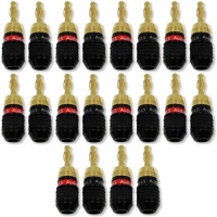 GLS Audio Safe-Connect Generation 4 Gold Connector Banana Plugs Banana Clips - 20 Pack (10 Reds & 10 Blacks)