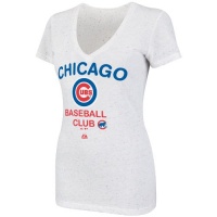 MLB Chicago Cubs City Pretty Short Sleeve Deep V-Neck Confetti Flecked Tee Women's