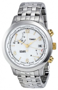 Timex Intelligent World Time White Dial Stainless Steel Mens Watch T2N613