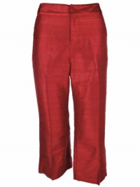 LAUREN by Ralph Lauren Women's Cropped Silk Pants Misses 10P Red