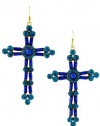 Discount Fashion Jewelry | CRYSTAL AND HOWLITE BEAD CROSS EARRING (Blue)