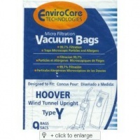 Hoover WindTunnel Upright Type Y Vacuum Bags Microfiltration with Closure - 9 Pack