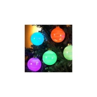 Set of 6 Color-Changing LED Glass Ball Ornament Christmas Lights - Green Wire