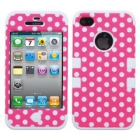 MYBAT IPHONE4AVHPCTUFFIM009NP Premium TUFF Case for iPhone 4 - 1 Pack - Retail Packaging - Dots(Pink/White)