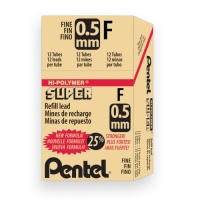 Pentel Super Hi-Polymer Lead Refill, 0.5mm Fine, B, 144 Pieces of Lead (C505-B)