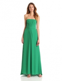 BCBGMAXAZRIA Women's Whitley Strapless Gown With Tie, Malachite, 2