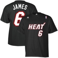 NBA adidas Miami Heat #6 LeBron James Black Net Number T-shirt