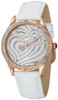 Stuhrling Original Women's 582.2245P2 Amour Aphrodite Elegante Swiss Quartz Swarovski Crystal White Leather Strap Watch