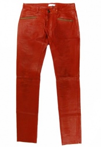 Roseanna Womens Distressed Leg Leather Zip Front Pants