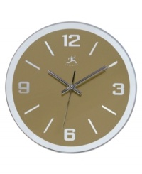 Spend time wisely with this mirror wall clock from Infinity Instruments. A tan dial and silver hands lend a contemporary yet timeless style to any setting.