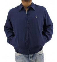 Polo Ralph Lauren Mens Full Zip Navy Blue BI-Swing Windbreaker w/ Small Pony