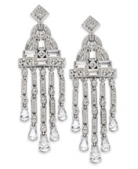 Break the glass ceiling of fashion with this pair of chandelier earrings from Eliot Danori. Crafted from rhodium-plated brass, the earrings sparkle with crystals and cubic zirconias (9 ct. t.w.). Approximate drop: 2-3/4 inches.