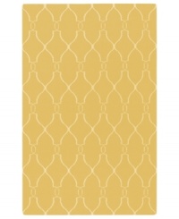 Stunning in its simplicity, this artist-designed area rug from Surya brings a calming beauty to any area in your home. Interlocking lines crisscross against a soft golden background, creating a chic lattice-like pattern that's stylishly simple.