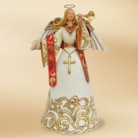 Jim Shore Heartwood Creek from Enesco Ivory and Gold Angel Figurine 10 IN