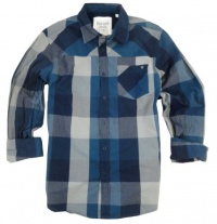 Guess Men's Blue Plaid Button Down Shirt