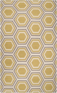 Surya Fallon Jill Rosenwald Honeycomb Flatweave Area Rug, 2-Feet by 3-Feet, Yellow/Cream/Gray