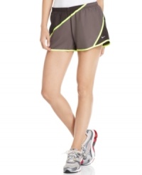 Nike's running shorts pack in all the features you need--a zipped pocket, built-in lining and drawstring waist--with a splash of style thanks to the bright trim and colorblocked motif. (Clearance)