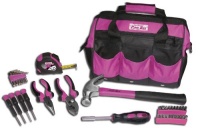 The Original Pink Box PB30TBK 12-Inch Tool Bag and 30-Piece Tool Set, Pink