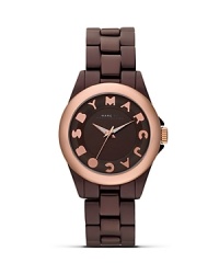 An easy way to make a designer statement, MARC BY MARC JACOBS' aluminum and rose-gold plated watch has style-setter written all over it.