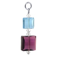 Sterling Silver Aqua and Amethyst Multi Square Cut Pendant Made with Swarovski Elements