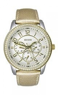 Guess U0093L2 white multi-function dial interchangeable leather strap women watch NEW