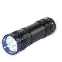 Super-Bright 9 LED Heavy-Duty Compact Aluminum Flashlight - Jet Black