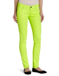 Southpole Juniors Basic Stretch Twill Neon Color Skinny Jean, Acid Green, 7